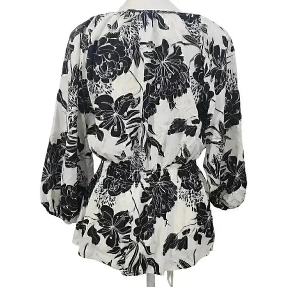 Harve Benard Floral Half Sleeve Keyhole Women's Blouse L - Picture 2 of 8